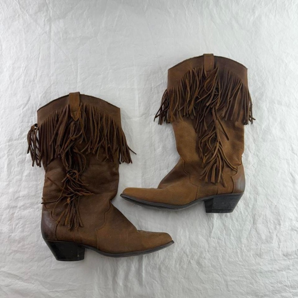 Dingo Women's Brown Leather Fringe Wester Cowboy Boots 18245 Sz 5.5 M